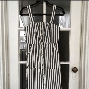 Striped Button Front Midi Dress